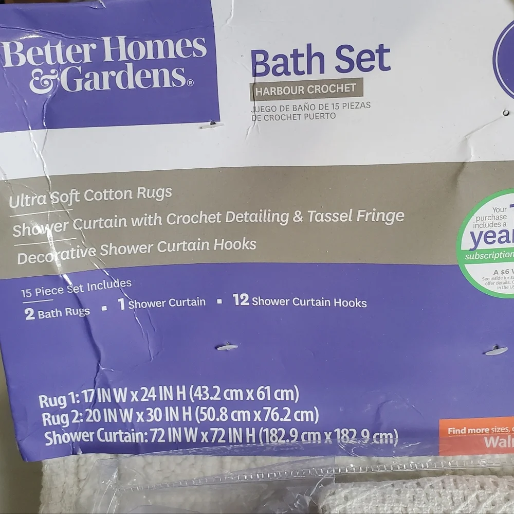 New Better Homes And Gardens Harbor Crochet Off White Bath Set